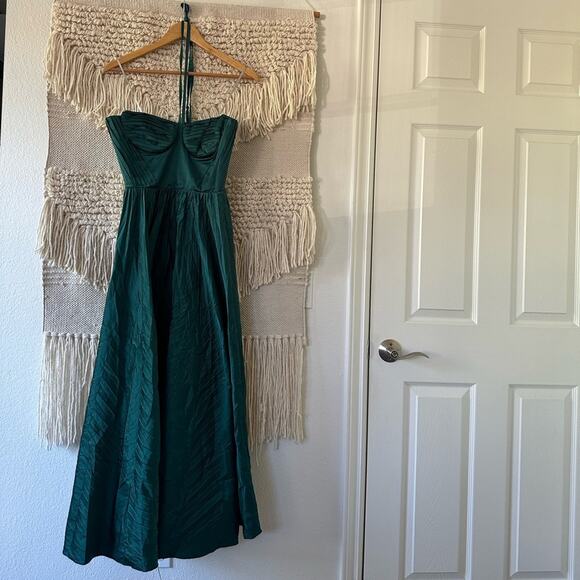 Marchesa Notte Green Pleated Dress - Picture 1 of 9